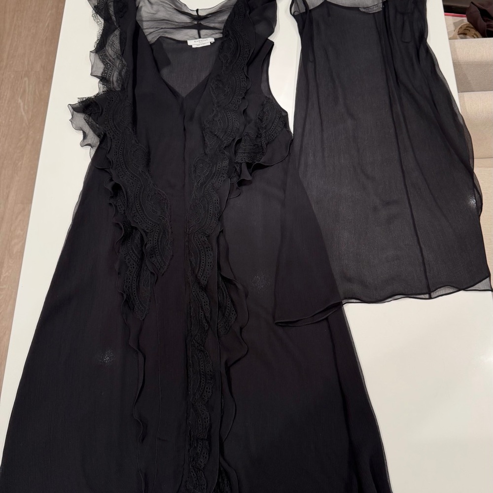 Givenchy black Ruffle Lace Robe - Picture 9 of 16